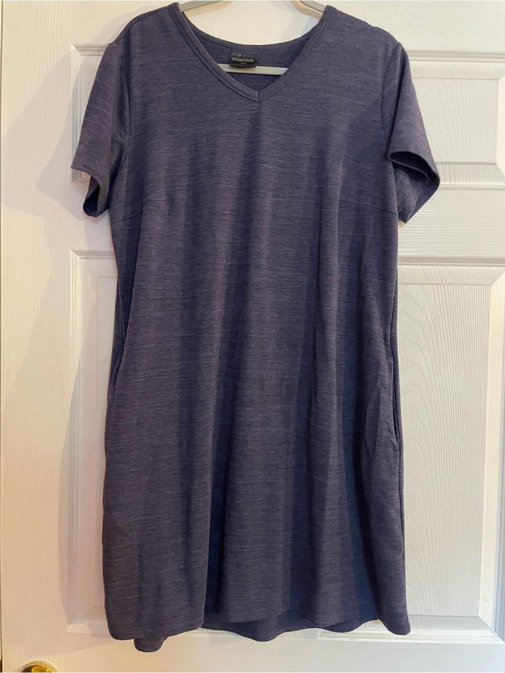 V-Neck T-Shirt Dress in Heather Navy